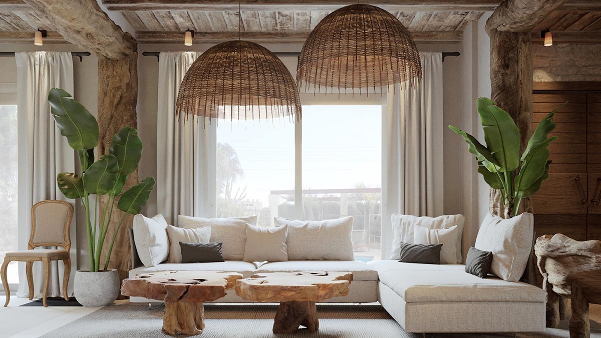 Các chất liệu gỗ, mây, tre được sử dụng thường xuyên. Nguồn: homeanddecor Các chất liệu gỗ, mây, tre được sử dụng thường xuyên. Nguồn: homeanddecor