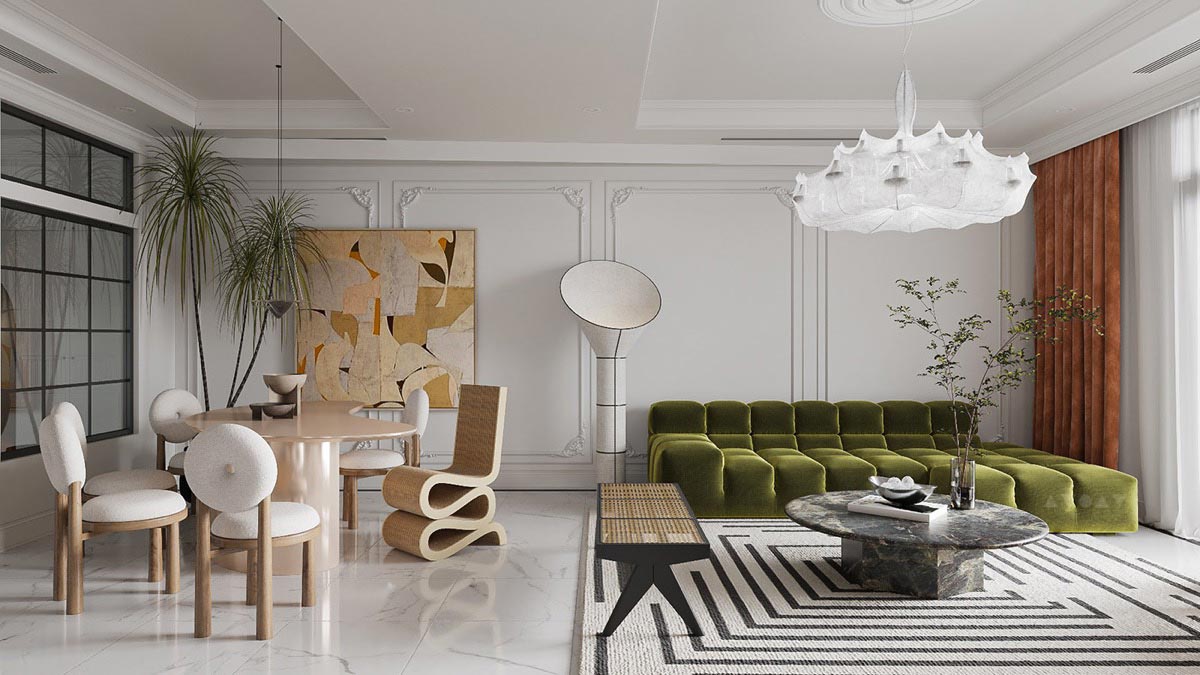 Phong cách chiết trung hiện đại. Nguồn: home.designing Phong cách chiết trung hiện đại. Nguồn: home.designing