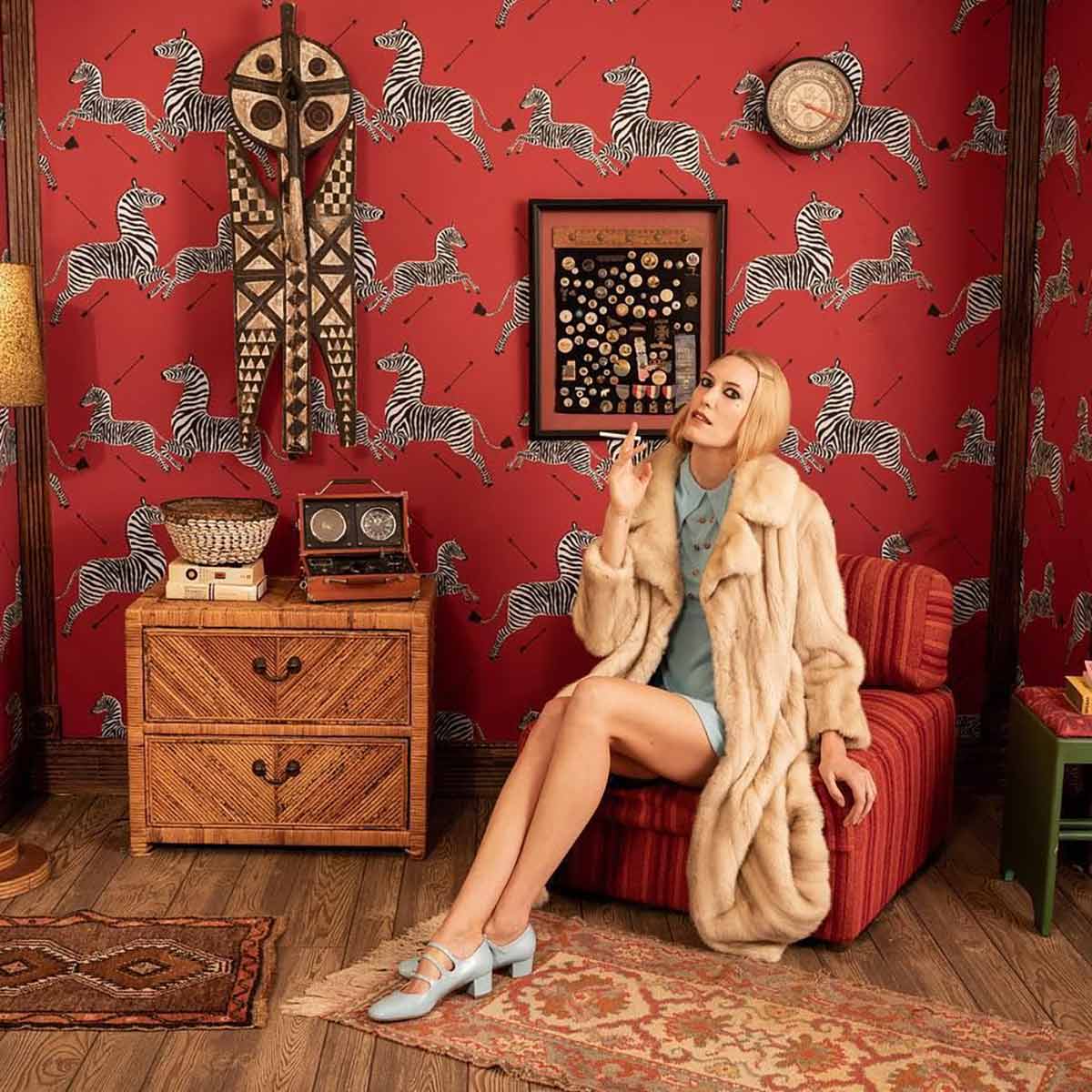 Họa tiết ngựa vằn trong phòng ngủ của Margot Tenenbaum. Nguồn: Pinterest Họa tiết ngựa vằn trong phòng ngủ của Margot Tenenbaum. Nguồn: Pinterest